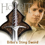 Bilbo Baggins Sting Sword and wall display from United Cutlery The Hobbit: An Unexpected Adventure UC2892