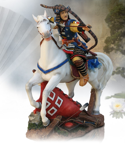 YTC6940  Samurai Warrior Fusao on Horse Cold Cast Sculpture by YTC Summit International Inc.