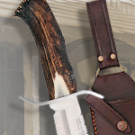 Genuine Stag Handle Bowie Knife HR5000 with Western Sheath by Hen & Rooster
