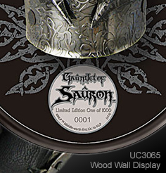 Wall Display Plaque for Officially Licensed Lord of the Rings Gauntlet of Sauron UC3065 by United Cutlery