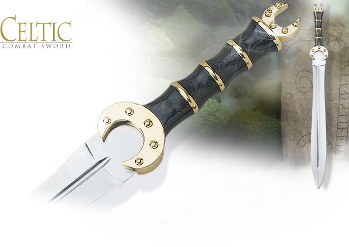 Image of Celtic Leaf Blade Decorative Combat Sword 75-264 BK