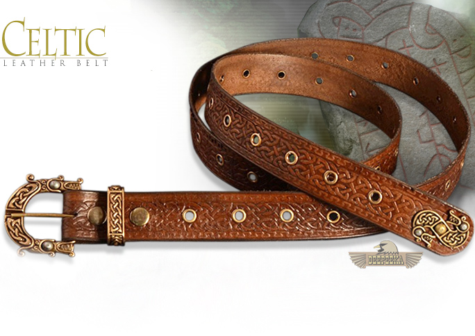 NobleWares Image of Celtic Knot Leather Belt AH5505 by Deepeeka