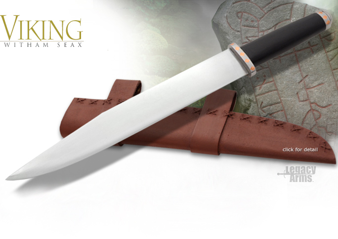 NobleWares Image of IP704 Battle Ready Witham Viking Seax and scabbard by Legacy Arms