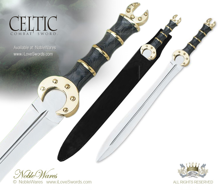 Large Image of Detail view of Celtic Leaf Blade Combat Sword