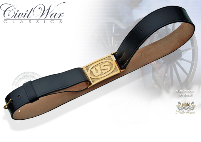 NobleWares Image of US Civil War Leather Belt with US Brass Buckle HS-7713 by SZCO