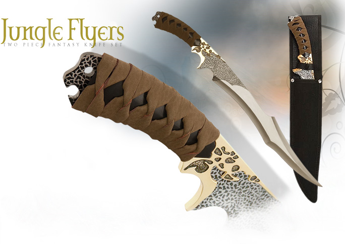 NobleWares Image of Jungle Suede Flyers two piece fantasy knife set BK1799