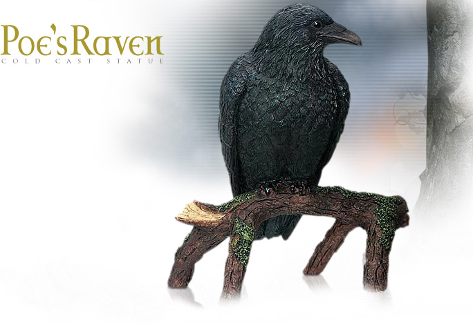 NobleWares Image of Poe's Raven on branch Statue 7586 by YTC Summit Collection