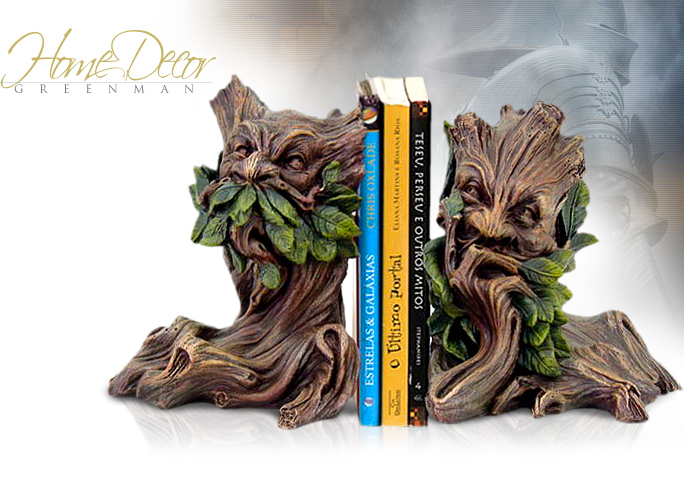 NobleWares Image of Greenman Statue Bookend Set 8888 by Pacific Trading