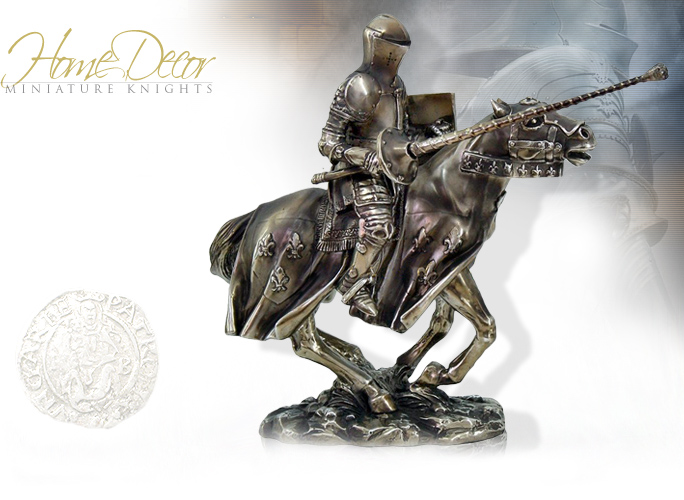 NobleWares Image of Cast Bronzed Resin Jousting Knight Statue 9414 by Pacific Trading