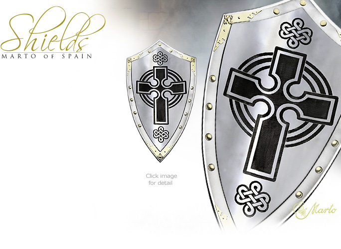 NobleWares Image of Celtic Cross Shield 965.0 with natural steel finish by Marto Martespa