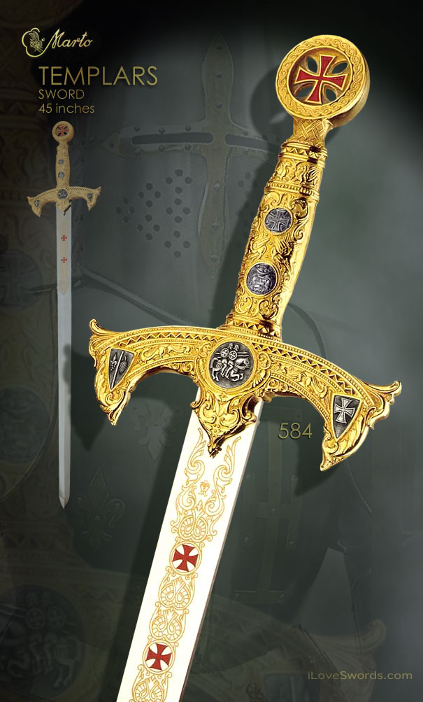 NobleWares Large Detail Image of Marto 584 Gold Knights Templar Sword by Marto of Toledo Spain
