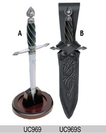 Scabbard and display stand for Knight's of the Rountable Medieval Dagger