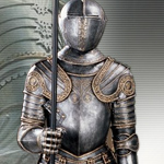 Medieval Life Sized Cast Resin Knight with Halberd Right 9259 and Left 9258 by Pacific Trading