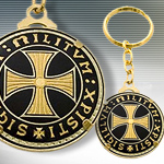 Templar Cross Keychains, Damascene Double Face 8306, and Single Face 8307 by Marto Midas of Toledo Spain