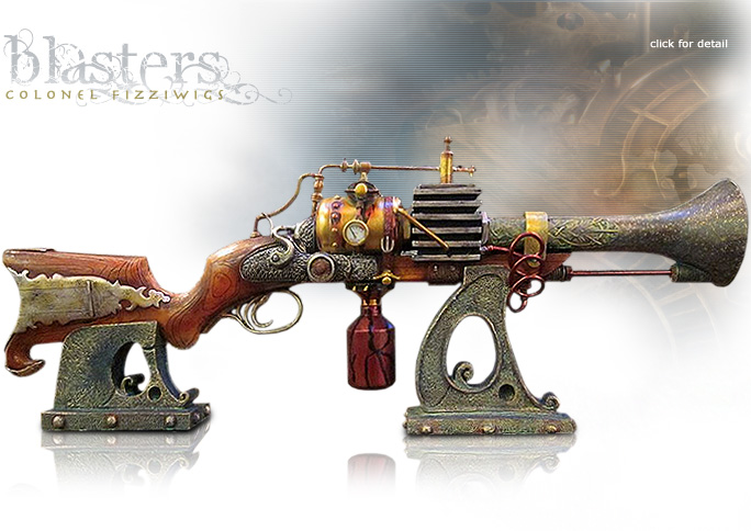 NobleWares Image of Colonel Fizziwigs Steampunk Collection Annialator MK.II Blaster Rifle 8316 with Stand by Pacific Trading