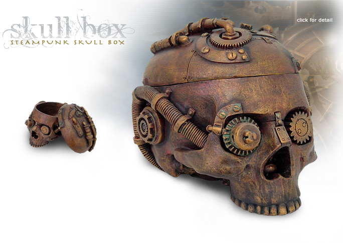 NobleWares Image of Steampunk Skull Box 8649 by Pacific Trading