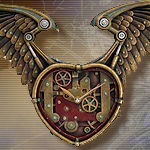 Colonel J. Fizziwigs Steampunk Winged Heart Clock 8882 by Pacific Trading
