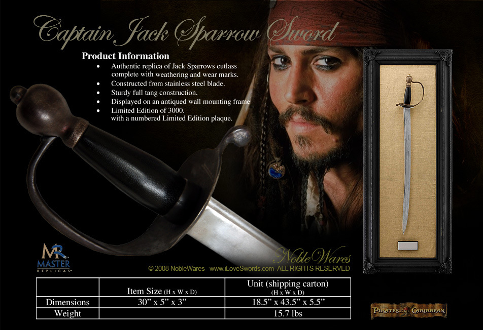 Pirates of the Caribbean Captain Jack Sparrow Sword