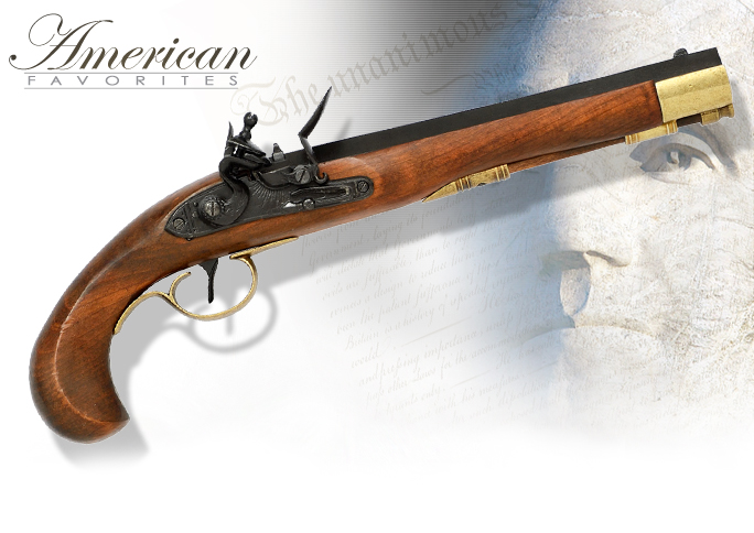 NobleWares Image of Kentucky Flintlock (beveled stock) non-firing replica Flintlock Pistol model 1198 by Denix of Spain
