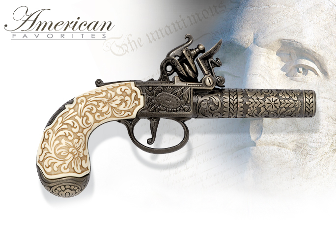 NobleWares Image of 18th Century Ornate Flintlock non-firing replica Pistol model 1098L by Denix of Spain