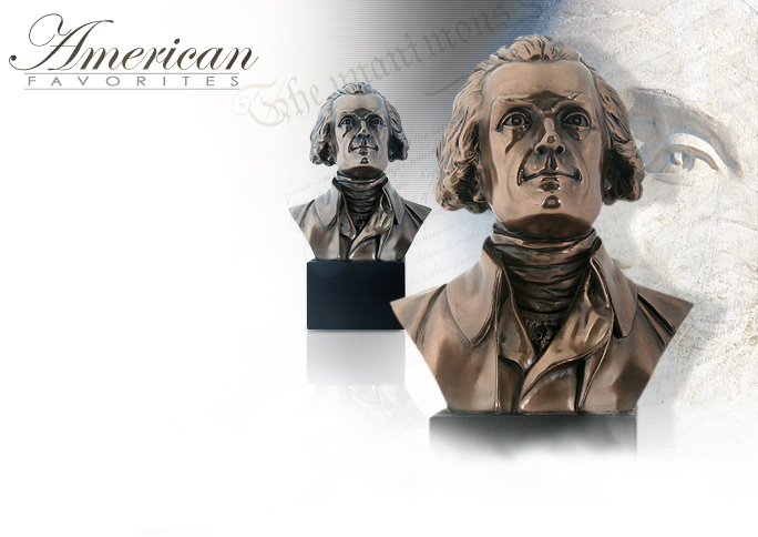 NobleWares Image of 9 inch tall Thomas Jefferson Cold Cast Bronze Bust 8377 by YTC Summit