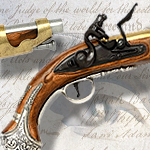 Colonial George Washington non-firing replica Flintlock Pistol model 1228 of the American Revolution