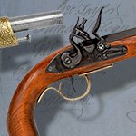 Kentucky Flintlock (round stock) non-firing replica Pistol model 1136L by Denix of Spain