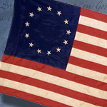 Antique Tea Stain Revolutionary War 13 Star Colonial Flag 2508-92