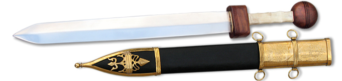 full view image of model AH4211 Pompeii Gladius Style Sword with scabbard by Deepeeka