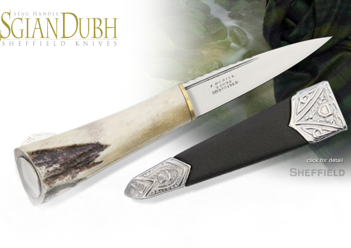 Stag Handle Scottish Sgian Dubh with sheath SHE018 by Sheffield Knives