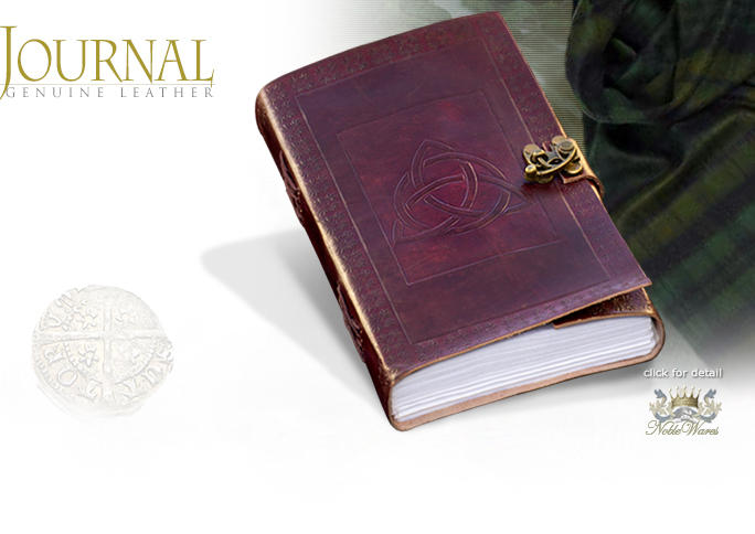 image of Swing Pin Latch Closure Triquetra 5x9 Leather Journal