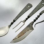Twisted Steel Feasting Set , Hand-forged Knife Fork & Spoon 4406