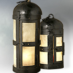 Blackened Steel Horn Panel Candle Lanterns AH6282, AH6281 by Deepeeka