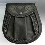 Black Leather Celtic Weave Day-Use Scottish Sporran 203353
