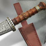 Rosewood Handle Damascus Steel Scottish Dirk and Scabbard DM1115