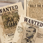Wanted Poster for Billy the Kid, the Wild Bunch, and Jessie James, set 095 by Denix