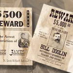 Wanted Poster for Bill Doolin, Thieves and Bunko-steerers, and Jessie James, set 096 by Denix