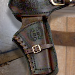 Old West Dual-Tone Single Right Draw Leather Holster 01 by Denix and replica bullets
