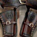 Old West Dual-Tone Double Draw Leather Holster Denix 02 and replica bullets