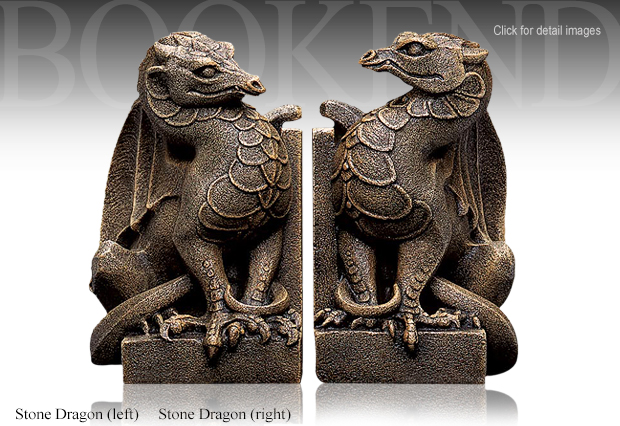 Windstone Editions Stone Dragon Bookends Set 1002L 1002R by M. Peña