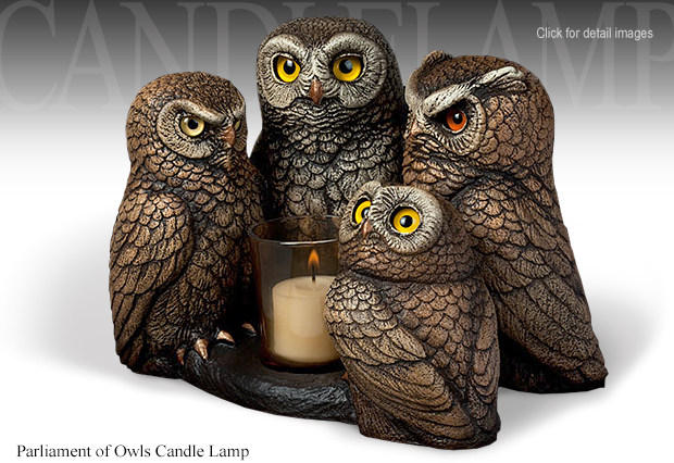 Windstone Editions Parliament of Owls Candle Lamp 2025 by M. Pea