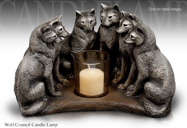 NobleWare's Image of Windstone Editions Wolf Council Candle Lamp 2016 by M. Pea