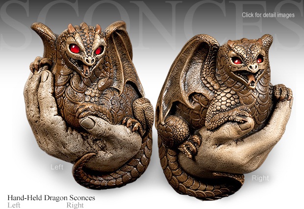 Windstone Editions Hand-Held Dragon Sconces 3003L 3003R by M. Peña
