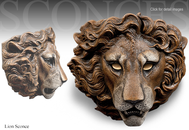 Windstone Editions Lion Sconce Sculpture 3002 by M. Peña